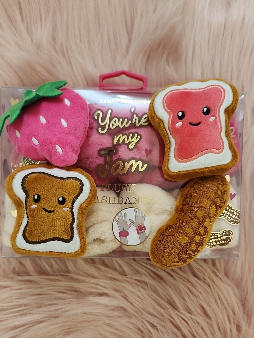 Brand New BEAUTY CONCEPTS "YOU'RE MY JAM" PLUSH SPA WASHBANDS-2PR